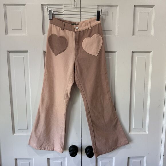 Tunnel Vision Marsha Flare Pants Heart Pockets 70s Twill Cotton Lightweight - Picture 2 of 12